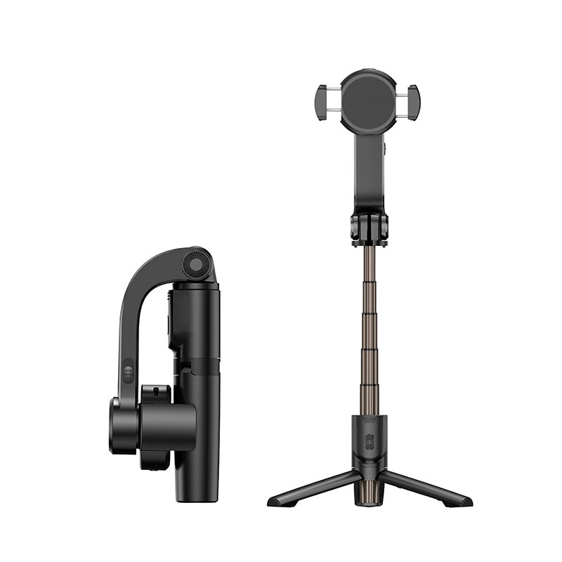 Smartphone Handheld Gimbal Stabilizers Selfie Stick Tripod Anti-Shake Wireless Bluetooth Remote Control Extendable Foldable: Black