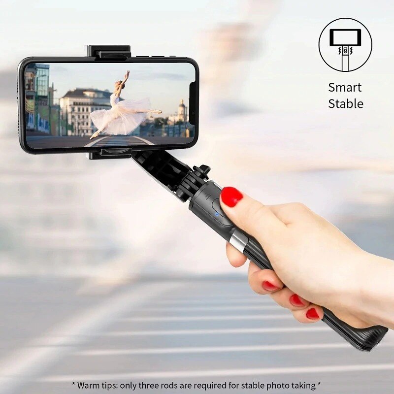 Selfie stick gimbal stabilisator bluetooth justerbar stativ til mobiltelefon iphone android