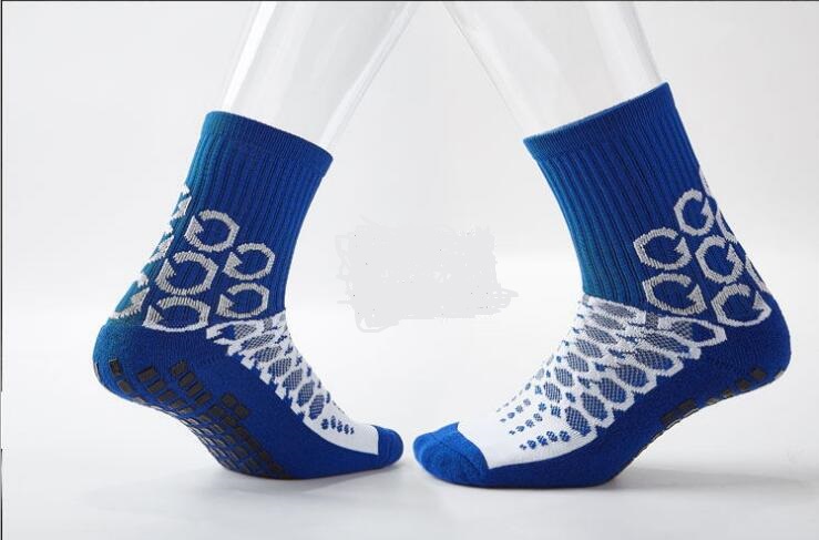 Anti slip fodbold sokker bomuld fodbold sokker mænd basketball sport udendørs sokker: Blå hvid