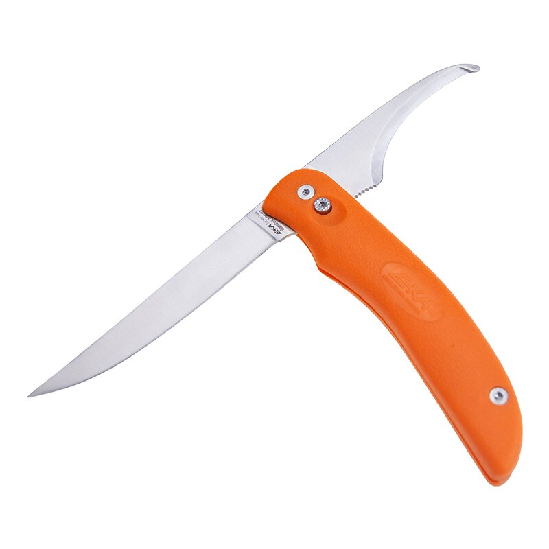 EKA – couteau à filet à deux lames en une, couteau de chasse à lame fixe rotative avec manche en TPR, gaine en Nylon pour la pêche