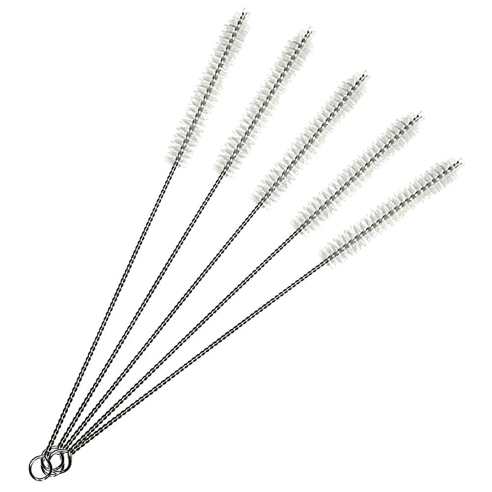 Cepillo de limpieza de biberones de acero inoxidable, tubo para beber, Pajita, limpiador de biberones, 5 unids/lote