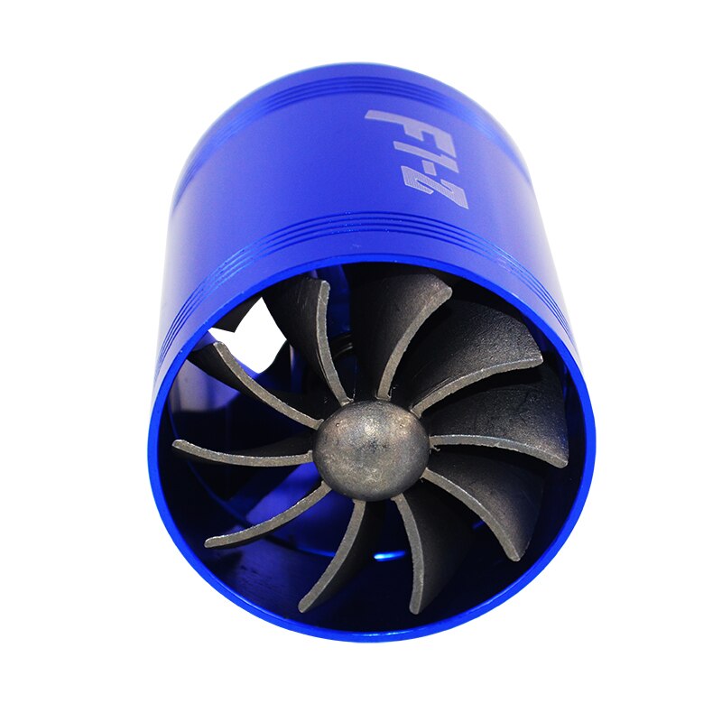 F1-Z Double Supercharger Turbine Turbo Charger Air Intake Gas Fuel Saver Fan VR-FSD11