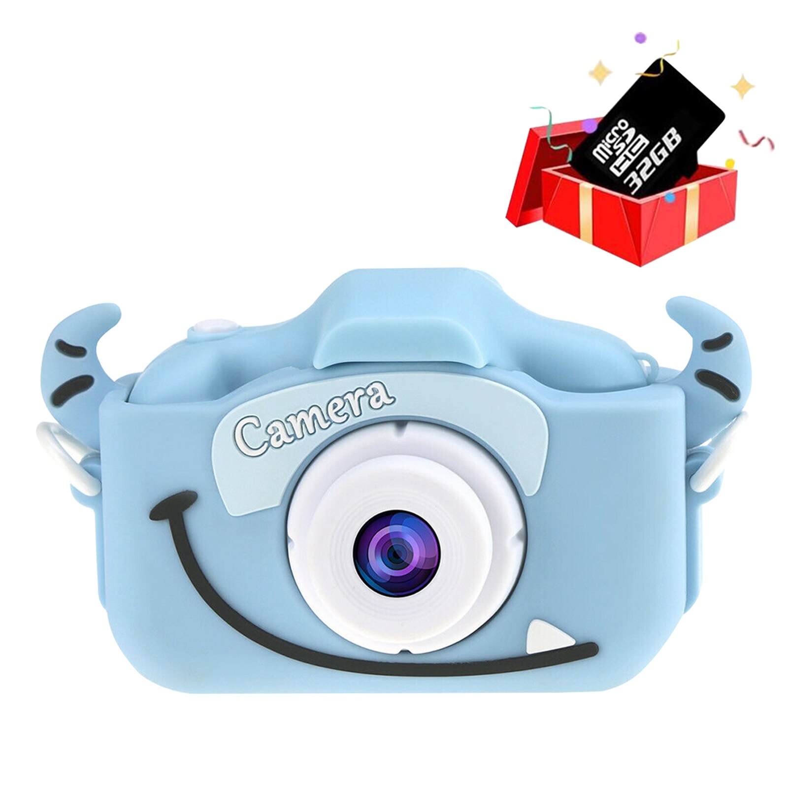 A100 Kids Camera 1080P Hd Met 32G Kaart 2.0 Inch Kleuren Scherm Dual Selfie Video Game Kinderen Camera speelgoed Voor Kinderen: Blue