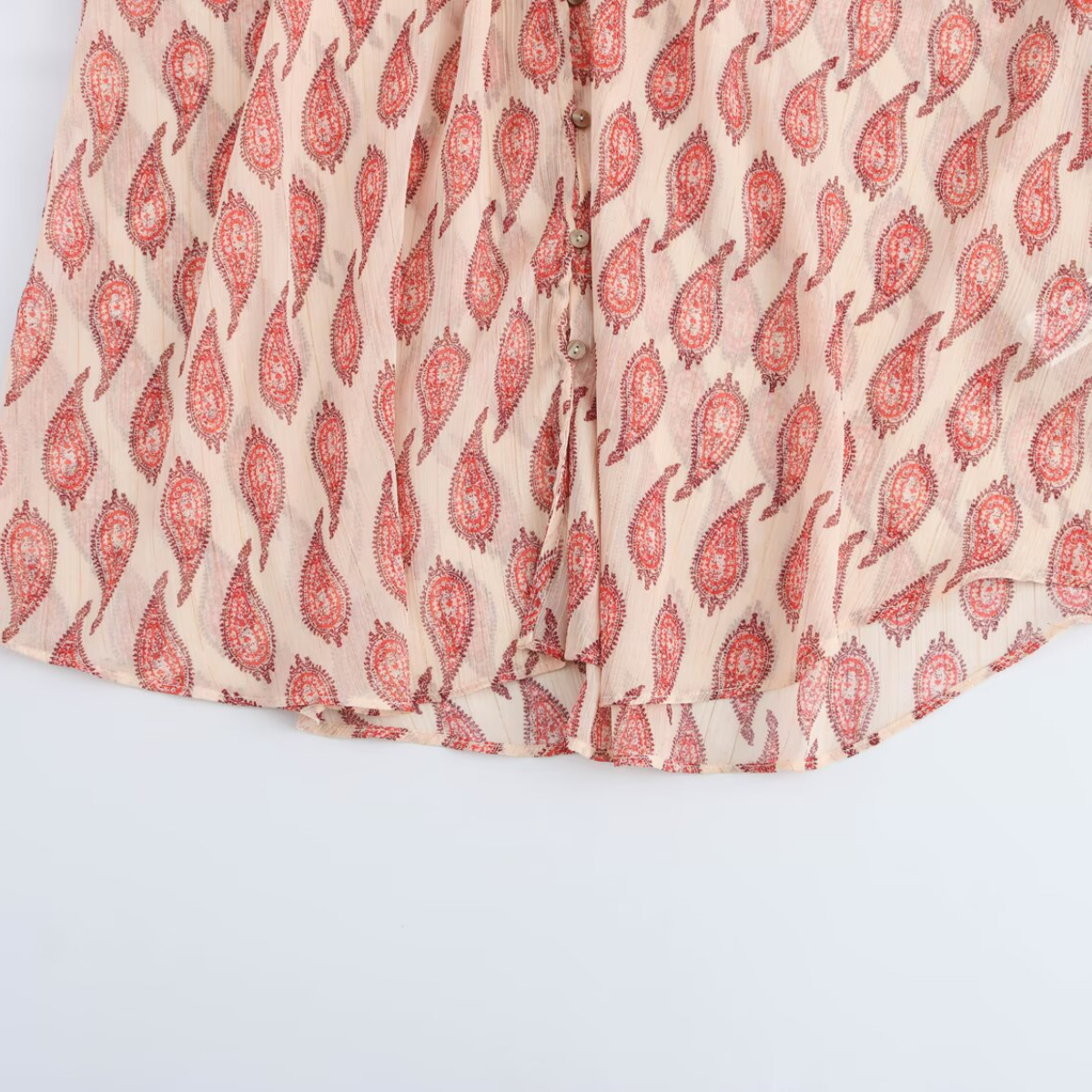 ZBZA Bedrucktes Damen-Shirt mit metallisch-Faden, Kordelzug, Rüschenkragen, langen Ärmeln, einreihig, lockerer Saum, Manschetten, geraffte Oberteile, Frühling, Sommer, neues lässiges, schickes Shirt