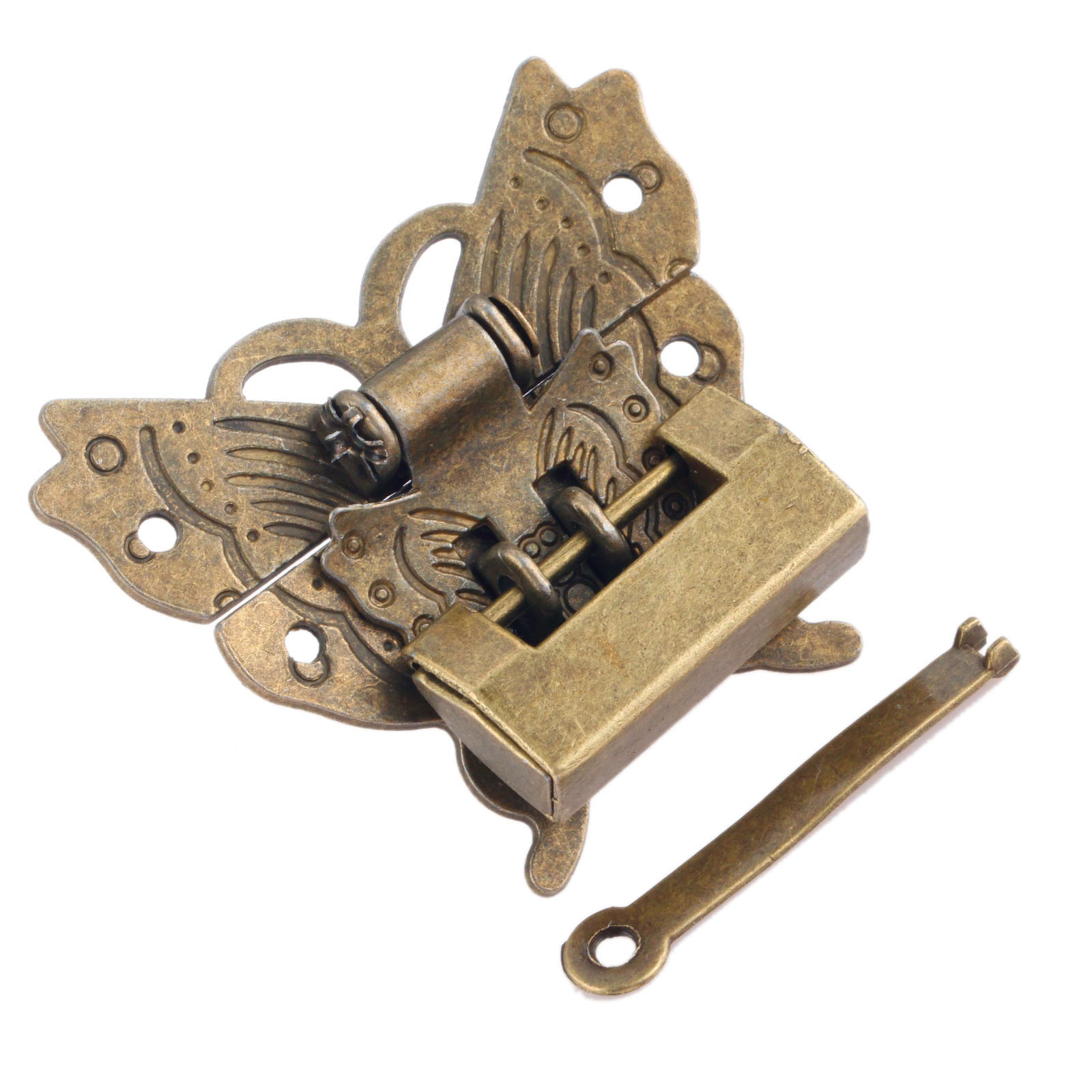Zinklegering antik bronze kinesisk stil tastet hængelås og kasse skifte sommerfuglelås hasps lås til smykker brystkasse kuffert