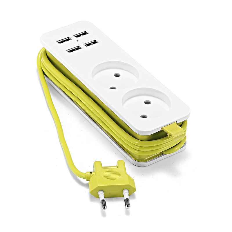 Multiprise Adaptateur de prise USB intelligent Protecteur de surtension 3  prises universelles CA avec prise électrique USB