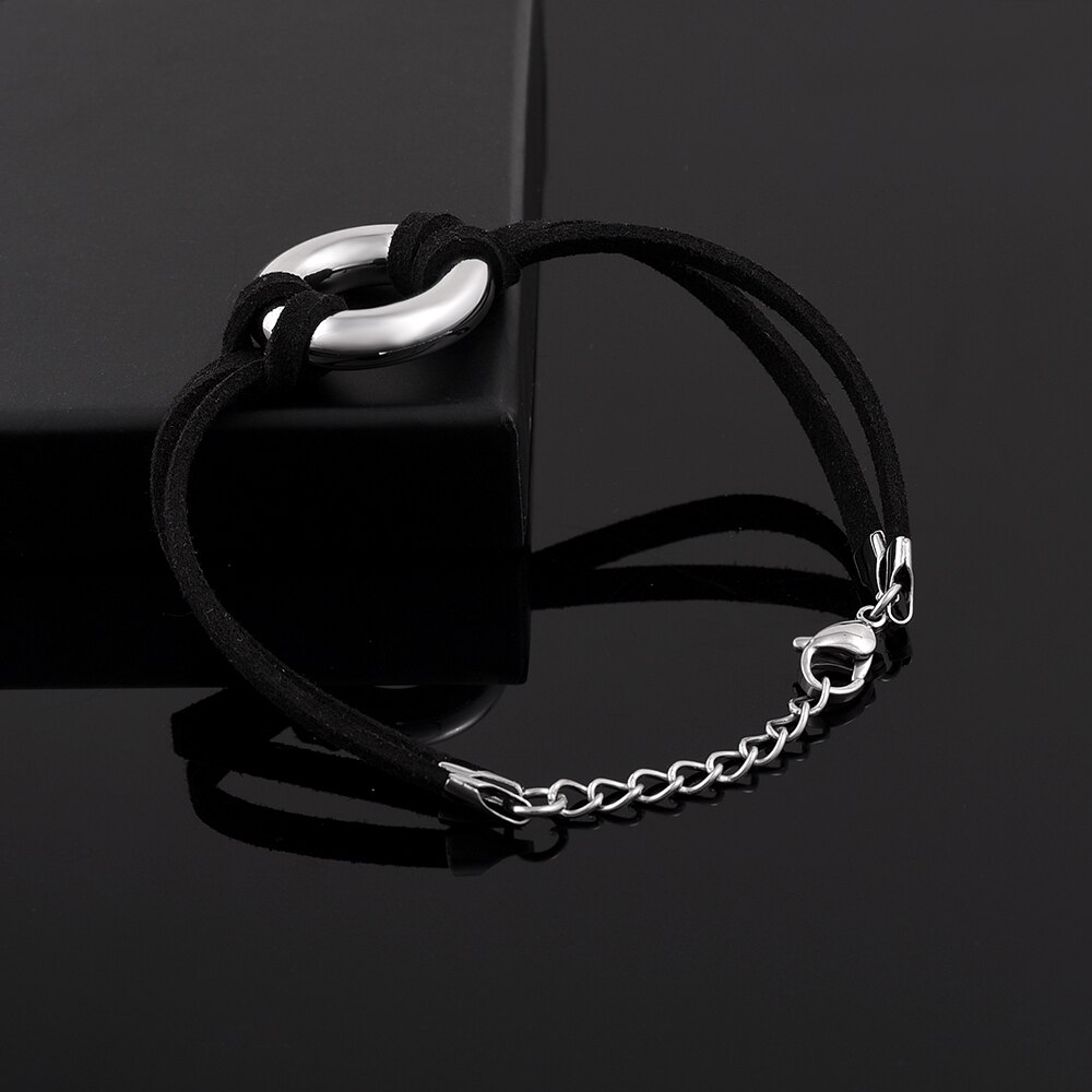 IJB5103 Kühlen männer kremationsasche halter armband mit schwarz seil kreis charme edelstahl urne andenken schmuck