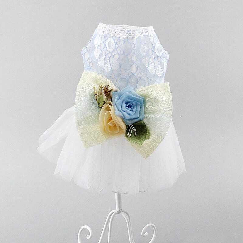 Doux chien robe de mariée jupe été robes pour animaux de compagnie pour petits chiens chiot chat vêtements Chihuahua Shih Tzu vêtements ubranka dla psa: Light Blue / XL