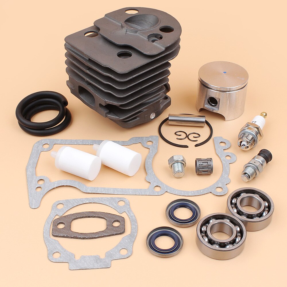 46mm nikasil cilindro pistão manivela rolamento kit junta para husqvarna 51 55 55 peças de motosserra fazendeiro com válvula de descompressão