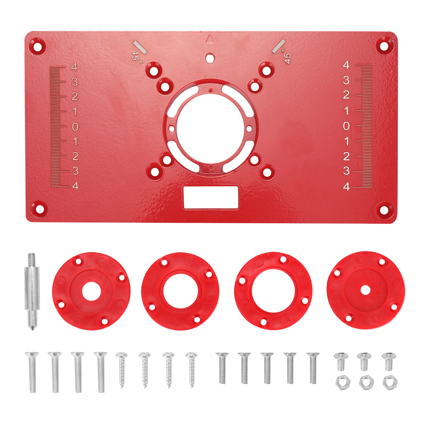 Fresebord innleggsplate trebearbeiding benker aluminiumsfreser trimmer med 4 ringer verktøy trebearbeiding gravering flip board: Hvit skala