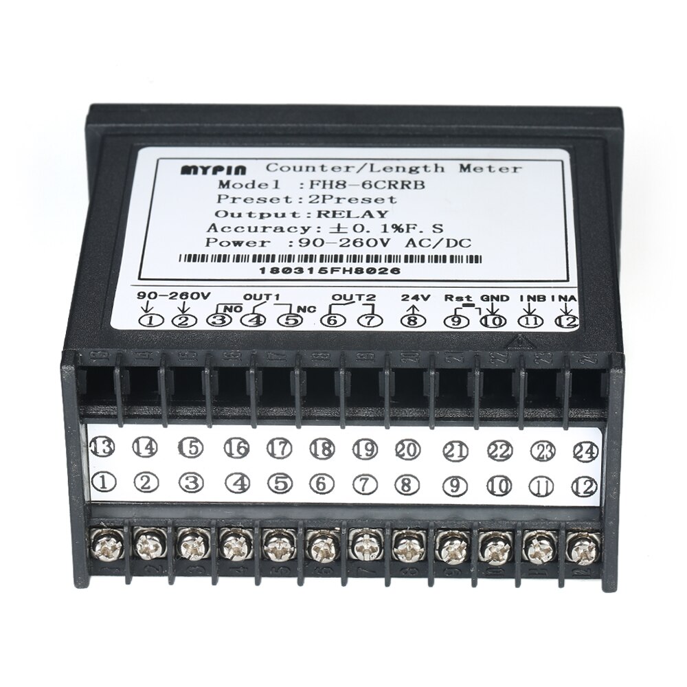 Multi-functional Dual LED Display 6 digits Digital Counter 90~265V AC/DC Length Meter with 2 Relay Output and Pulse PNP NPN