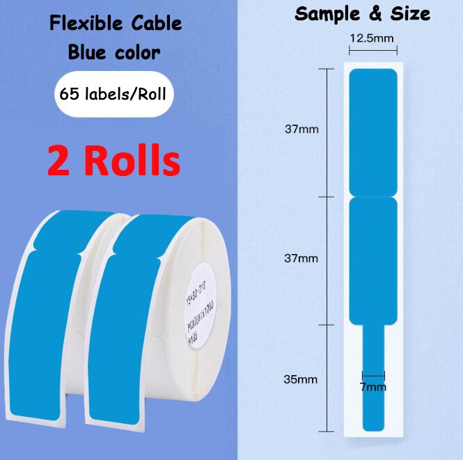 Label Tape for Niimbot D11/D61 - Communication & Network Cable Labels - Compatible Printer Tape: 2 Blue Tapes