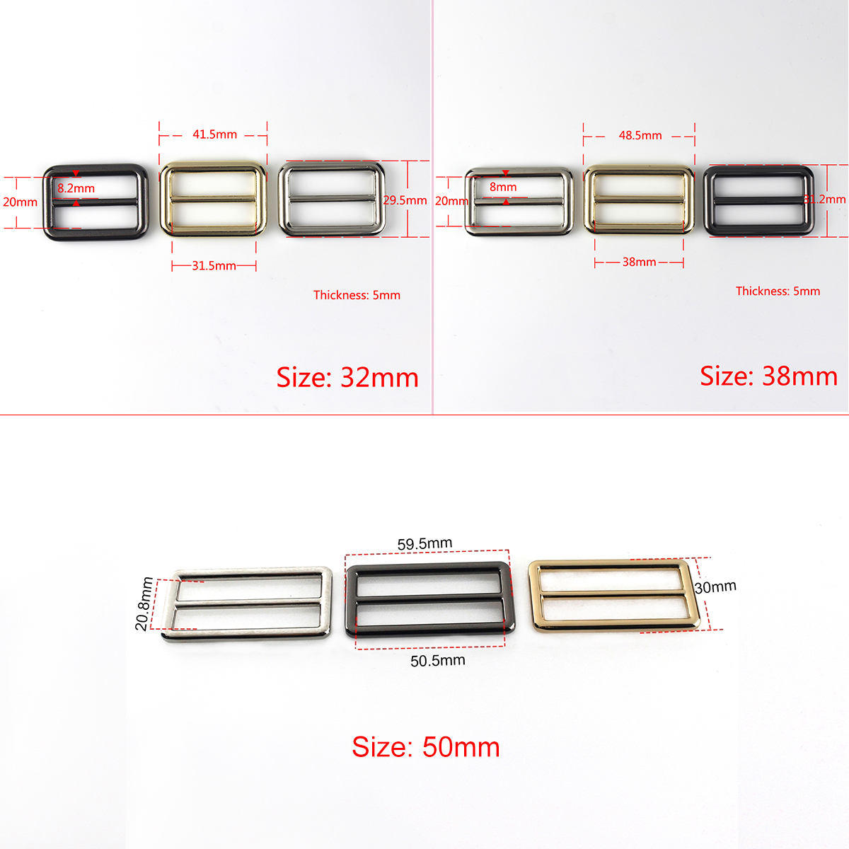 1 pz fibbia tri-scivolare in metallo fuso 3 sbarra regolatore cursore centrale centrale fibbia barra per borsa artigianale in pelle zaino tracolla