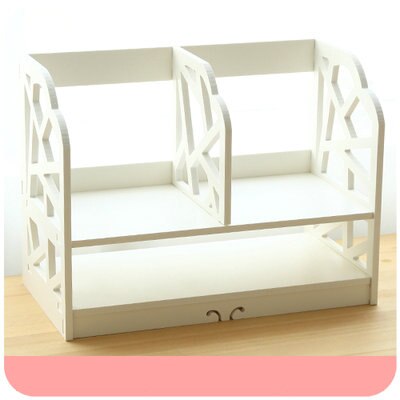 Organizador de escritorio de madera blanco, soporte para libros, papelería, sujetalibros decorativo, organizador de libros: B