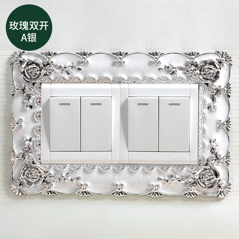 Autocollant interrupteur en plastique Style cour européenne, autocollant interrupteur simple et Double, couvercle de protection, adhésif mural , décoration de la maison: SKU-6