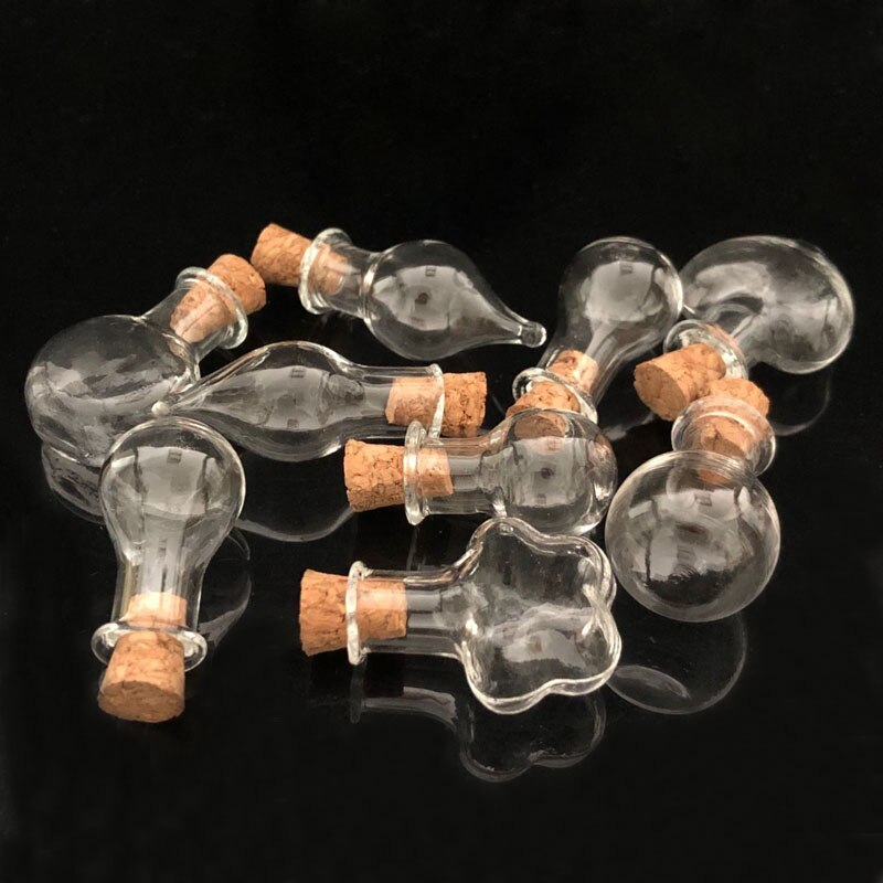 Mini frasco de vidro transparente, 50 peças amostra vazia garrafa dos desejos frascos de armazenamento vazio diy pingentes rolha decoração de casa rolha