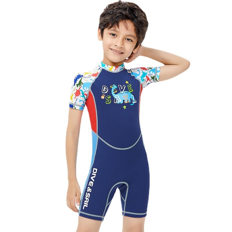 2Mm Neopreen Jongen Warm Wetsuit Korte Een Stuk Wetsuit Kinderen Zwemmen Surfen Zonnebrandcrème Kwallen Kleding