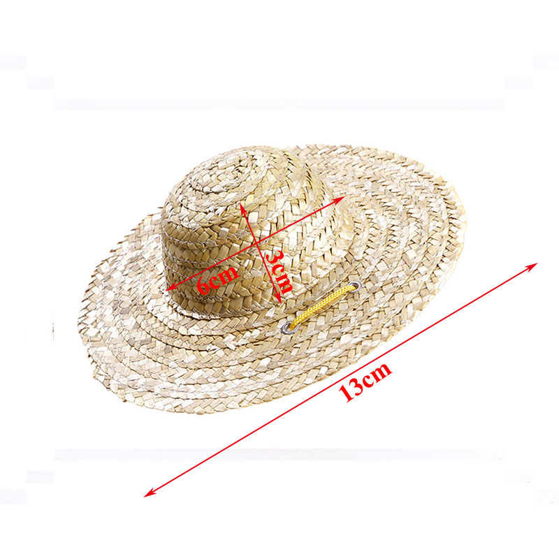 Chapéu de palha para cosplay, moda verão para gato, cachorro, sombrero, feito à mão, de palha, listrado, proteção solar