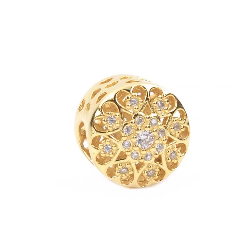 Abalorio colgante de corazón infinito y cruz brillante chapada en oro , compatible con pulsera de plata de ley 925 Original, joyería DIY: Luz oliver