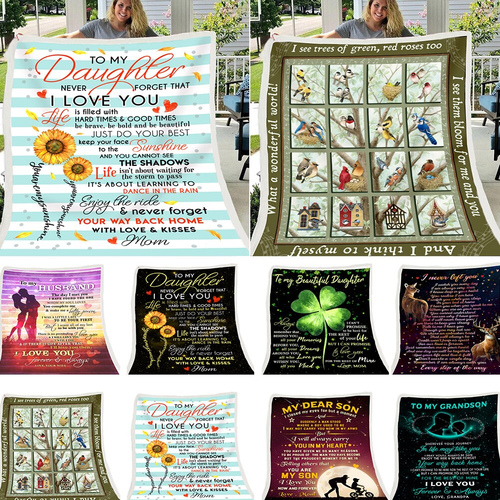 Winter Living Room Throw Blanket Sleeping Cozy Warm Bedroom Envelope Print Birthday Washable With Inspirational Message