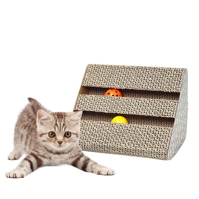 Katt skrape bord pute sliping negler interaktiv beskytte møbler katt leketøy stor størrelse leketøy papp seng pute til kjæledyr: 26.5 x 16.5 x 16.5cm 06