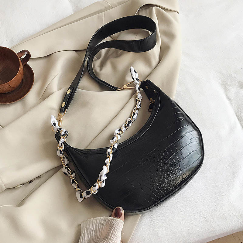[BXX] Crocodile modèle PU cuir sacs à bandoulière pour les femmes sacs à main femme voyage de luxe chaîne sac HM289: black