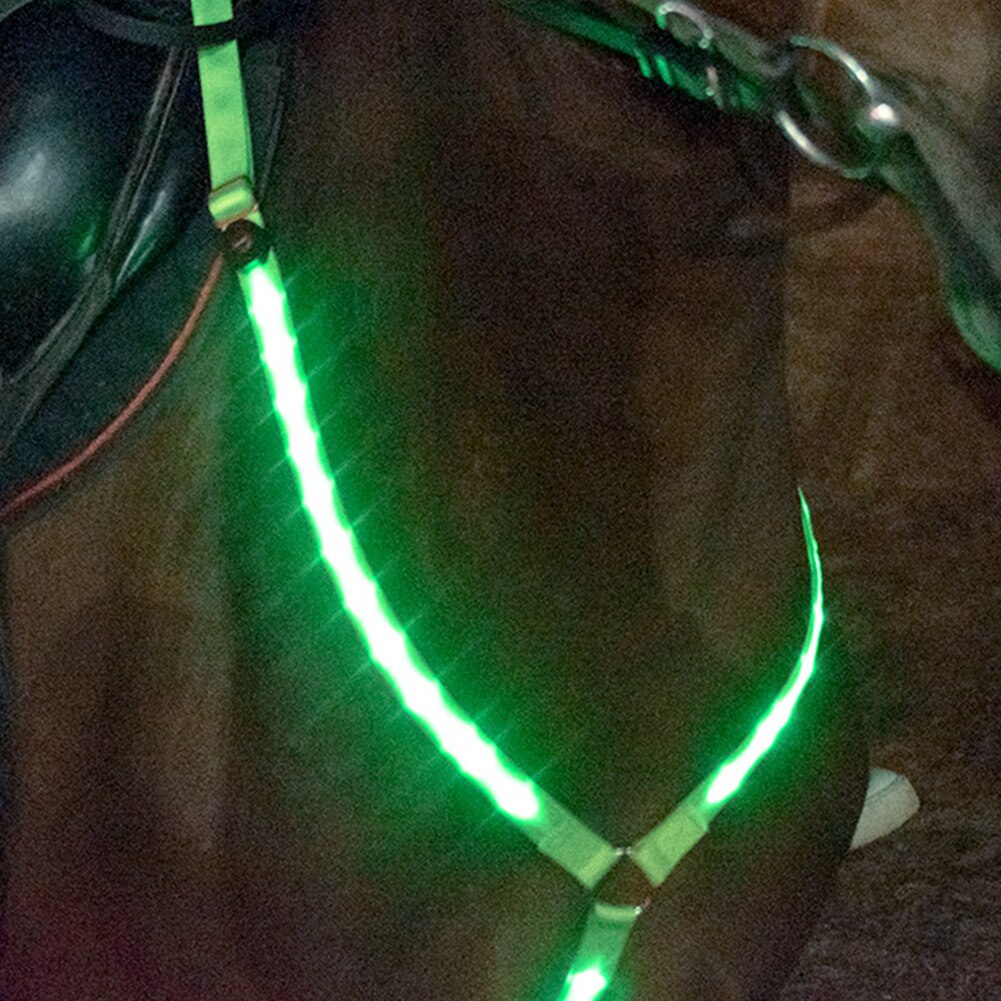 Adjustable Length Nylon Webbing Equitation Cool Outdoor Equestrian LED Horse Harness Riding Equipment Night Visible Breastplate