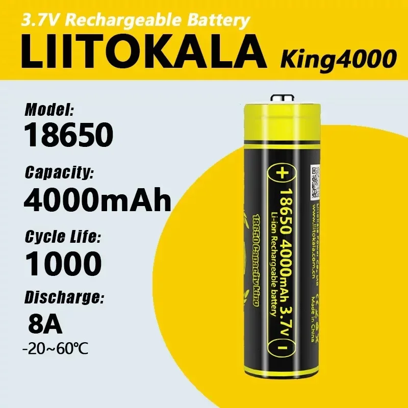 1-20 sztuk LiitoKala Lii-King4000 Najwyższa pojemność 18650 4000mAh bateria Oryginalne akumulatory 3.6V do latarki