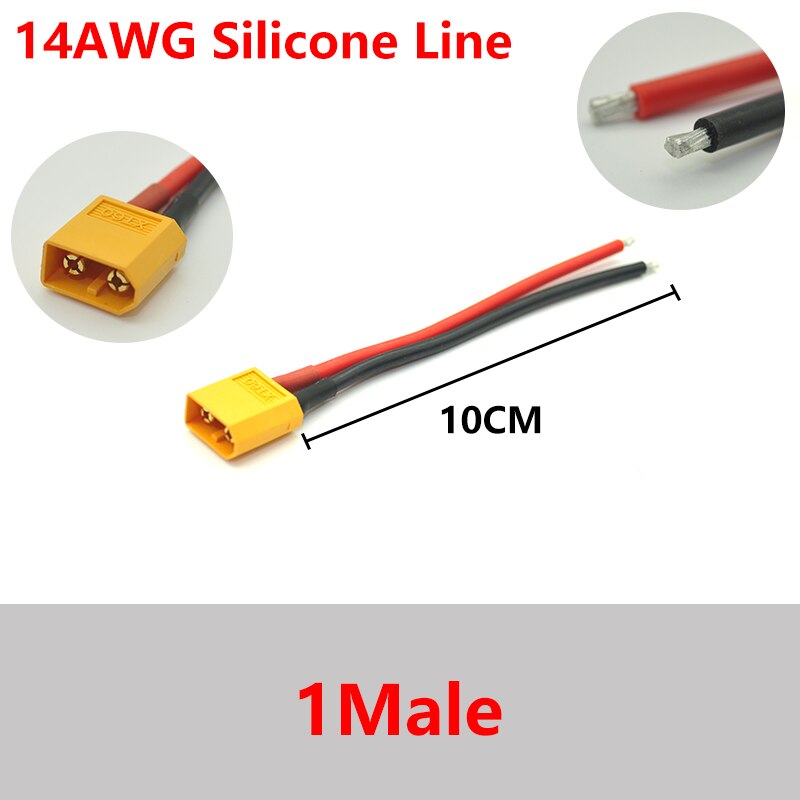 XT60 Parallel Battery Connector Male/Female Cable Dual Extension Y Splitter/ 3-Way 14AWG 10CM Silicone Wire for RC Battery Motor