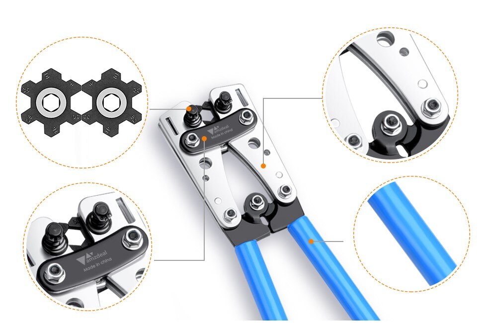 HX-50B Battery cable lug crimping tool wire crimper hand ratchet terminal crimp pliers for 6-50mm² 1-10AWG with cable cutter
