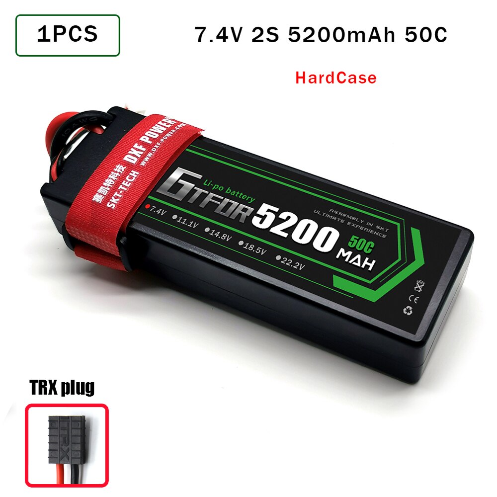 GTFDR 5200mAh Lipo Battery 7.4V 50C 2S LiPo RC Battery Deans XT60 EC5 for RC Evader BX Car Truck Truggy Buggy Helicopt: 1PCS5200HARDTRX