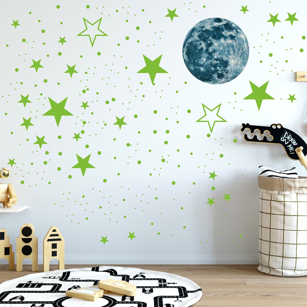 435pcs/set Luminous 3D Star Moon Dot Wall Stickers Kids Room Bedroom Ceiling Home Decoration Fluorescent Glow in the Dark