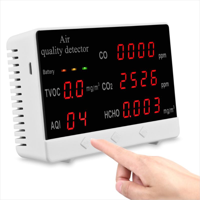 Digital indendørs/udendørs co/hcho/tvoc tester aqi  co2 meter luftmonitor detektor multifunktionel husholdningsgasanalysator