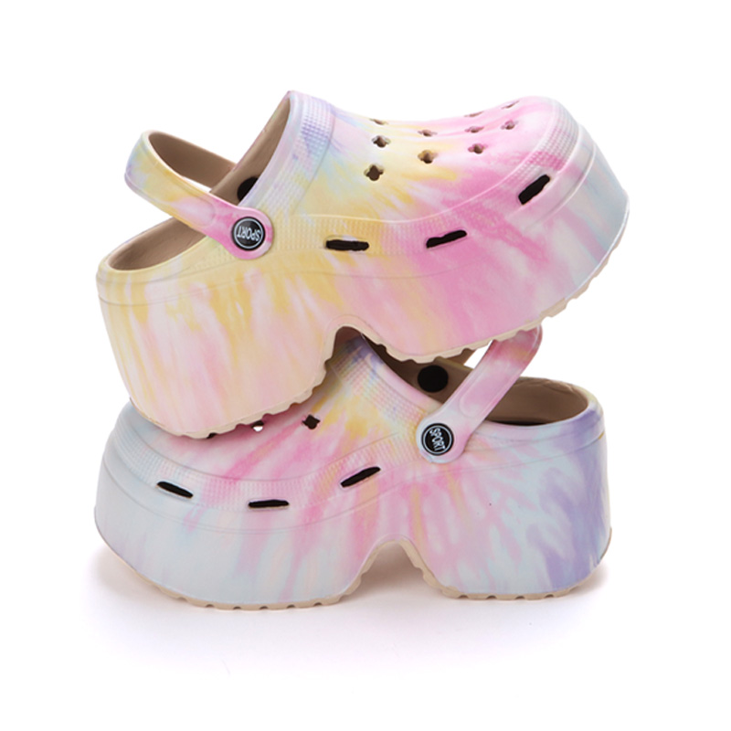 Zuecos de fondo grueso de leopardo para mujer, sandalias de plataforma gruesas con punta cerrada, zapatillas de tacón de cuña súper alto para verano 2023