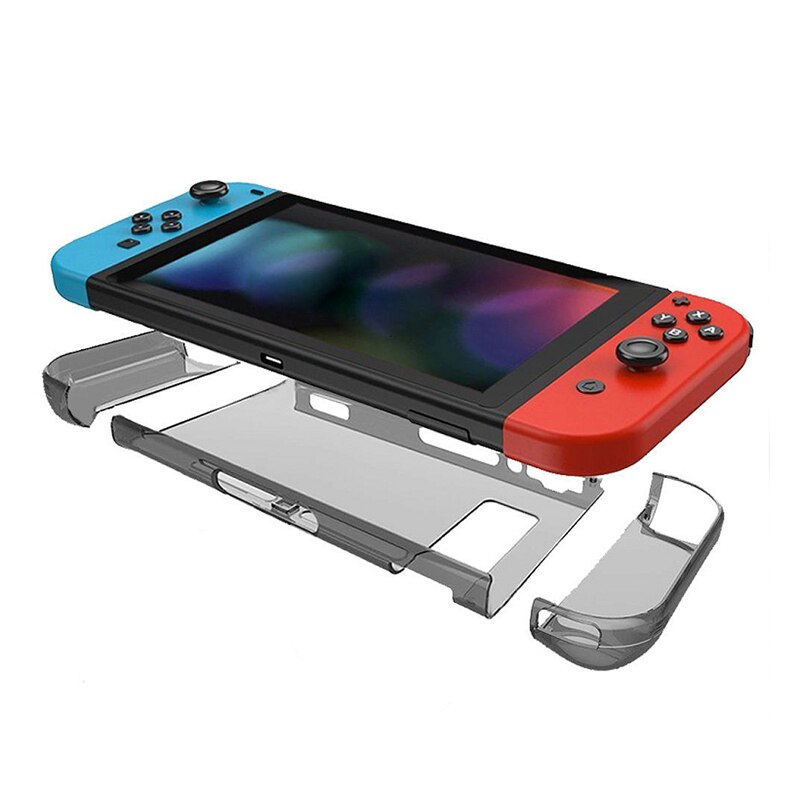 Voor Nintendo Schakelaar Transparant Back Hard Case + Gehard Glas Screen Protector + 6Pcs Duimgrepen Caps