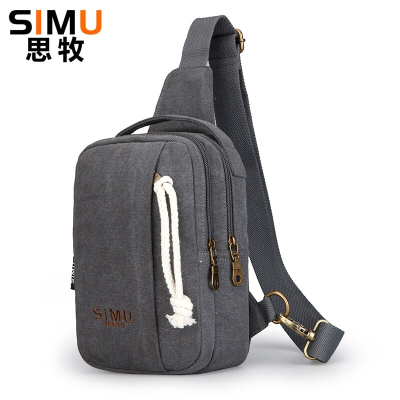 Borsttas heren sling bag grote capaciteit handtas heren katoenen canvas -verkoop crossbody tas casual schoudertas: Grijs