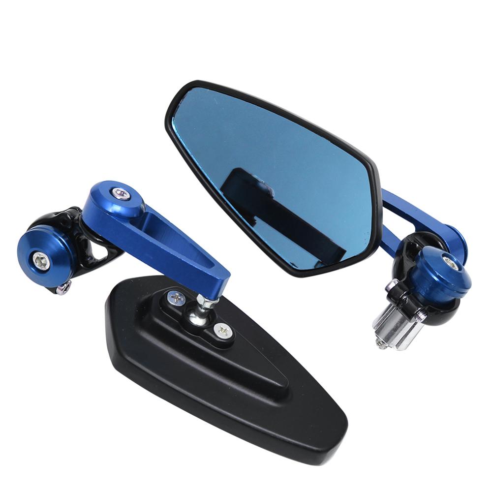 7/8" 22mm Universal Motorcycle Aluminum Rear View Black Handle Bar End Side Rearview Mirrors For Honda Cafe Racer: Blue