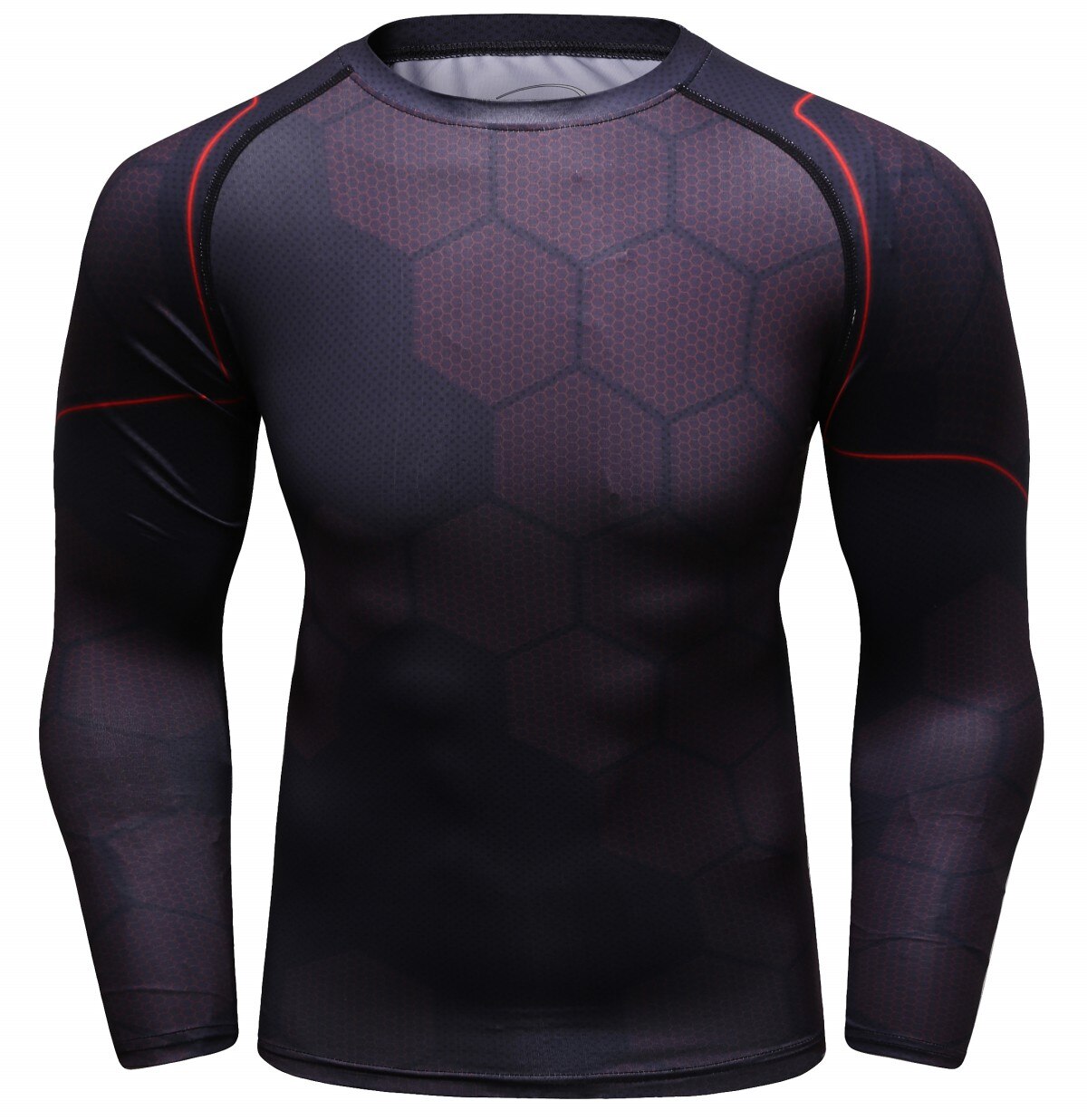 Rode Pluim 3D Mannelijke Compressie Fitness Lange Mouwen T-shirts Mannen Camouflage Digitale Printing Running Close Shirt