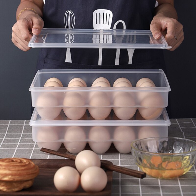 34 Grid Egg Storage Box Refrigerator Food Preservation Box Organizer Kitchen Accessories Plastic Tray Vegetable Rack -proof