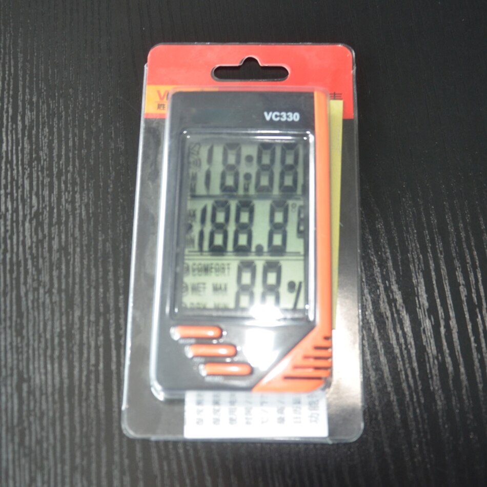 Handheld Portable Digital Thermometer Hygrometer Hygrothermograph Humiture Temperature Humidity Moisture with Clock Alert VC330