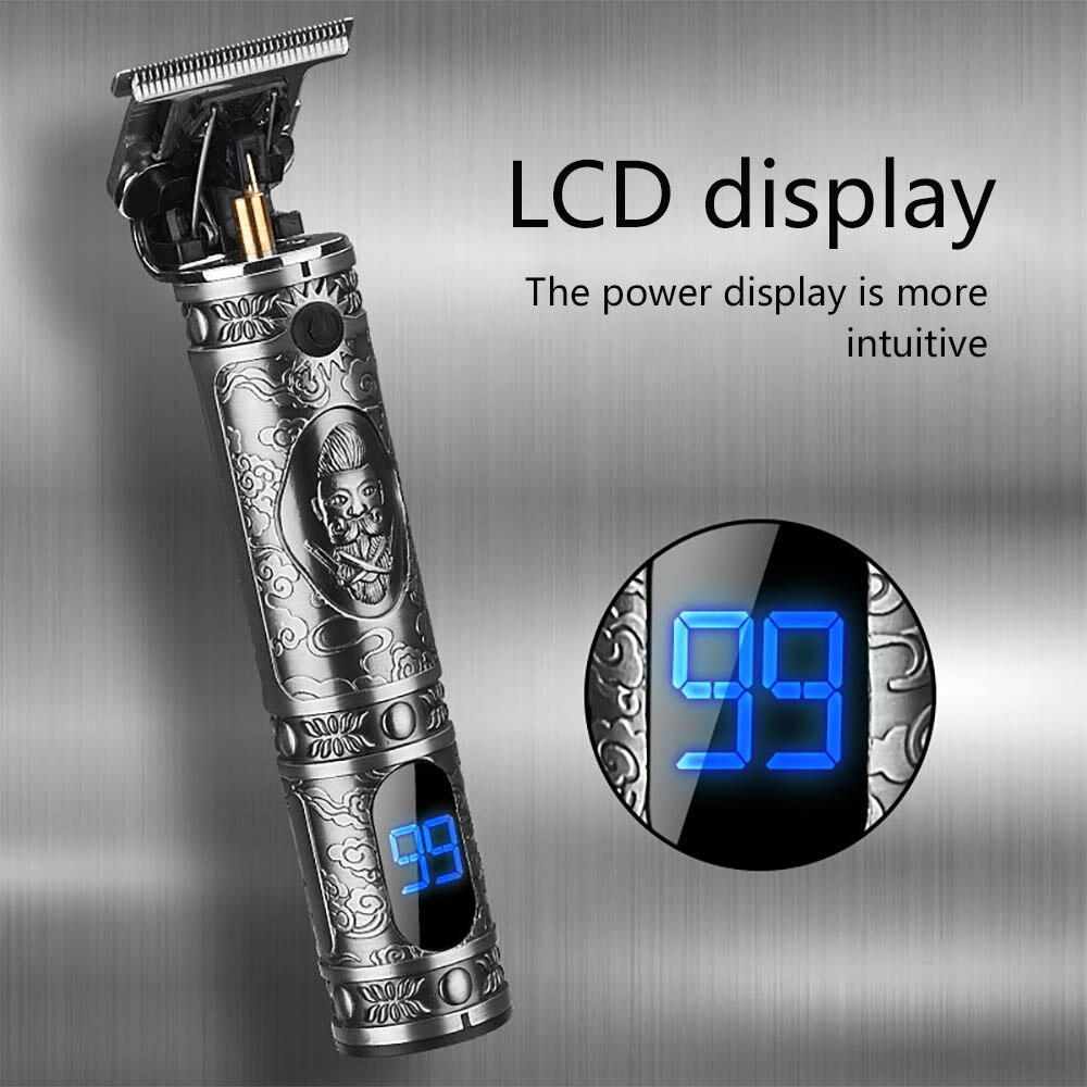 1 set Portable Hair Clipper Rechargeable Retro Oil Hair Trimmer Electric Metal Hair Clipper Efficient Carved Shape Haircut