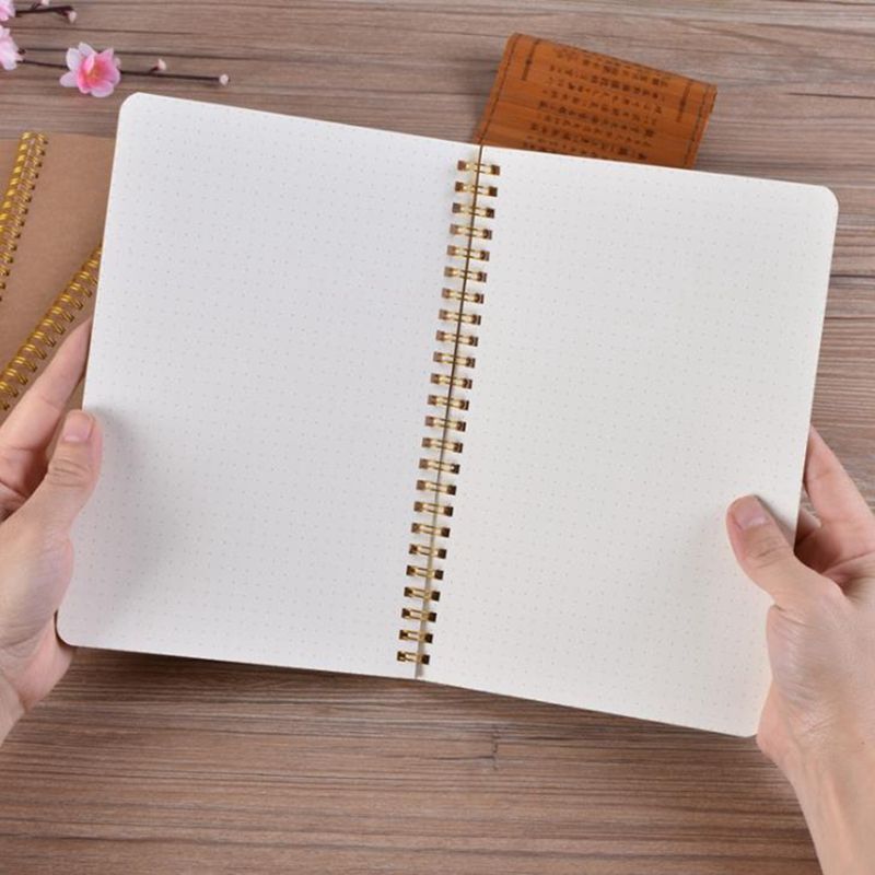 100 Pages A5 Office Supply Dot Grid Exercise Book Kraft Cover Coil Notepad Journal Notebook