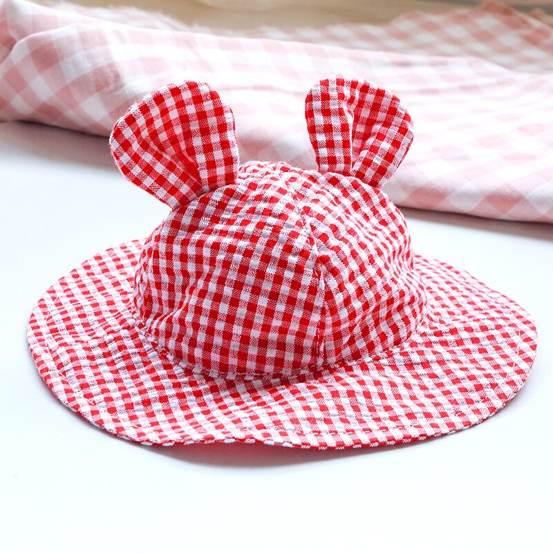 Dog Small Ear Hat Plaid Caps Shade Hat Pet Dog Cap Sun Protective Hat Summer Adjustable Cute Cap Pet Supplies: Red