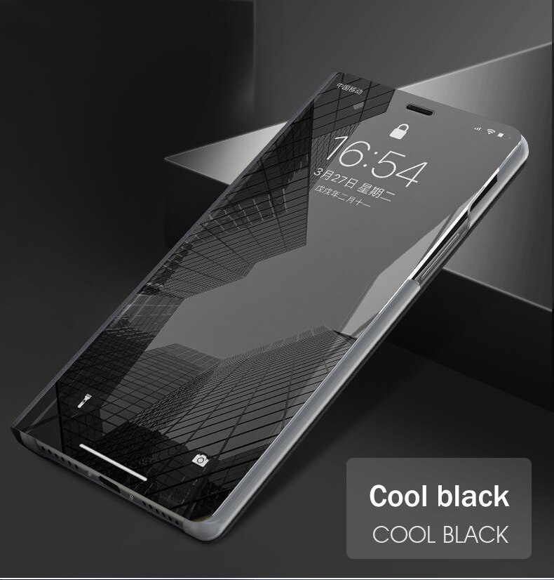 Für Xiaomi Redmi Hinweis 7 Fall Für Xiaomi Redmi 7A Licht Flip Buch Leder Abdeckung für Xiaomi Redmi 7 Smart spiegel Telefon fällen shell: Redmi 7A / Cool black