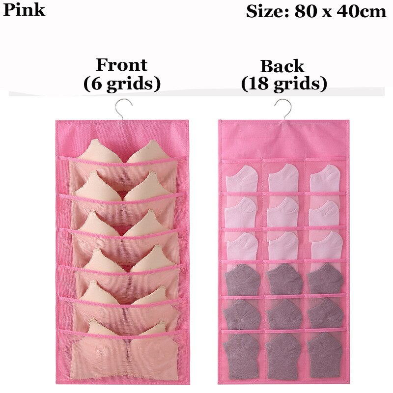 Double-sided Mesh Wardrobe Storage Hanging Organizers For Underwear Bra Socks Necktie Folding Closet Clothing Rack Hanger: C10