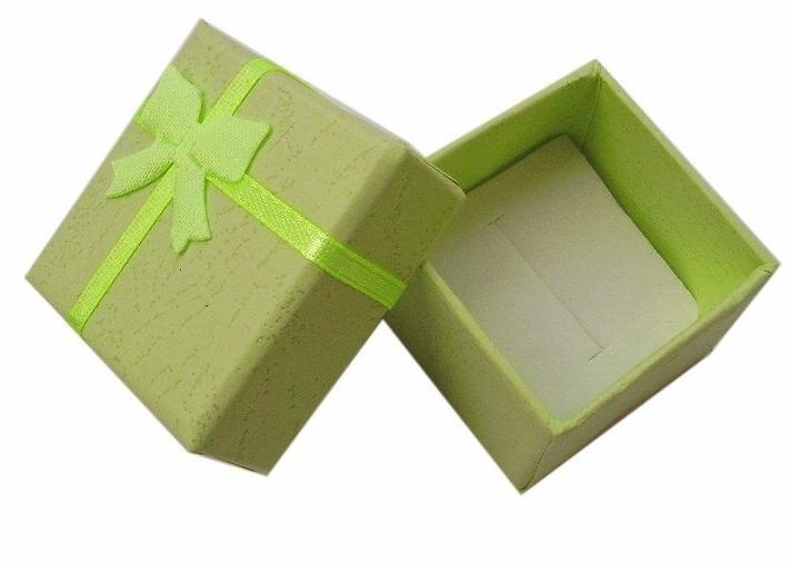 19 kolorów pudełko na pierścionek kolczyk opakowanie Case śliczne wstążki papierowe naszyjnik Wedding Stud Organizer biżuterii przechowywanie prezent Caja Expositor: Green 4X4CM