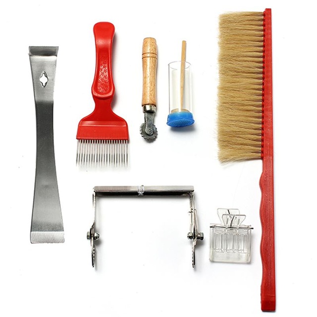 8Pcs Bee Hive Smoker Kit Beekeeping Set Beekeeping Tools Set Equipment Queen Rearing System Cultivating Box Beehive Water Feeder: 7pcs