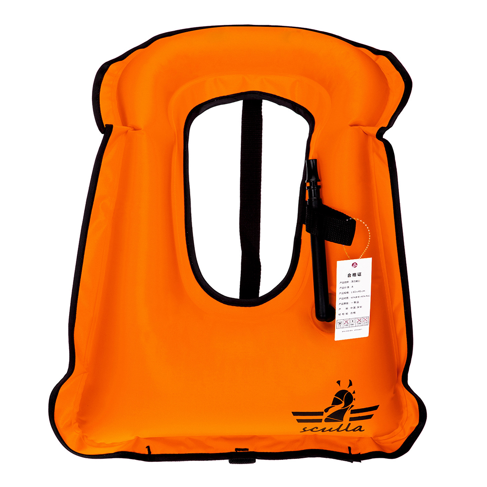Veilig Lichtgewicht Reddingsvest Zwemmen Drijvende Aid Tpu Draagbare Verstelbare Riem Opblaasbare Snorkelen Geknikte Volwassen Drijfvermogen: Oranje
