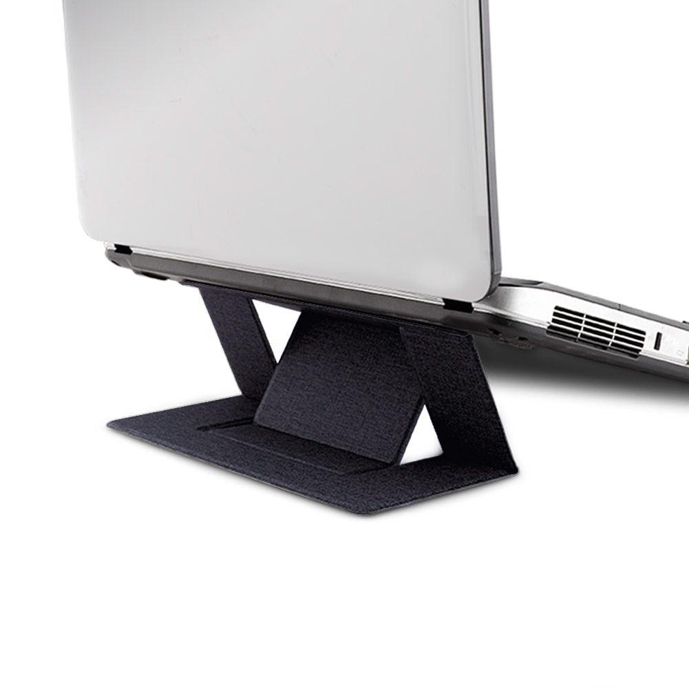 Adjustable Laptop Stand Laptop Pad Adhesive Invisible Stands Folding Bracket Portable Tablet Holder for iPad MacBook Laptops: black