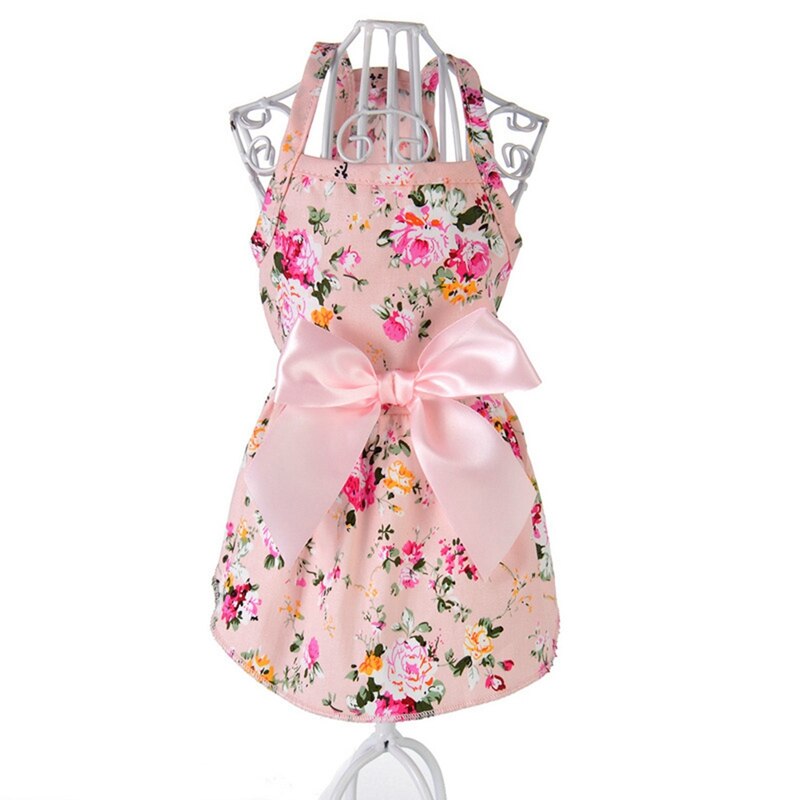 Cão floral grande arco vestidos sem mangas vestido de casamento do cão de estimação para chihuahua roupas filhote de cachorro gato suprimentos xs/s/m/l